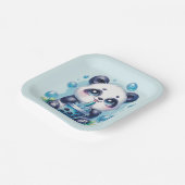 Panda Drinking Blue Boba Bubble Tee Pappteller (Gewinkelt)