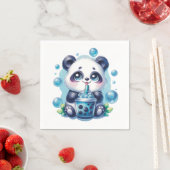 Panda Drinking Blue Boba Bubble Tee Serviette (Beispiel)