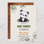 Panda Dusche Geburtstagseinladung Einladung (Vorne/Hinten)
