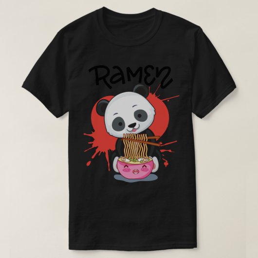 Panda Eat Ramen - Süße Tier Friendly Panda T-Shirt (Design vorne)