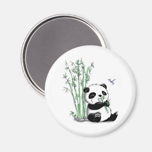 Panda Eating Bamboo Magnet (Vorderseite/Rückseite)