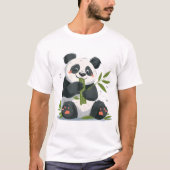 Panda Eating Bamboo - Minimalistisches Tier T-Shirt (Vorderseite)
