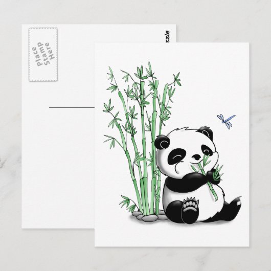 Panda Eating Bamboo Postkarte (Vorne/Hinten)