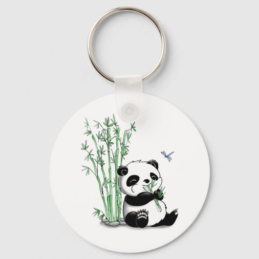 Panda Eating Bamboo Schlüsselanhänger (Vorderseite)