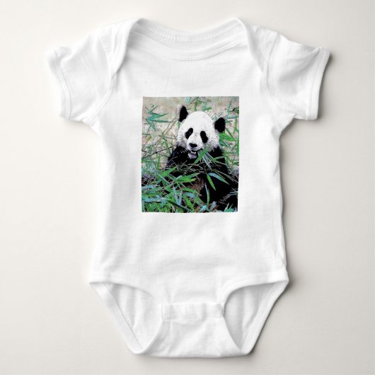Panda Eating Blätter Baby Strampler (Vorderseite)