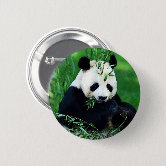 Panda Eating Blätter Button (Vorne & Hinten)