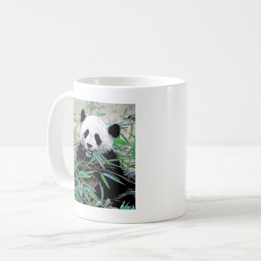 Panda Eating Blätter Kaffeetasse (Vorderseite Links)