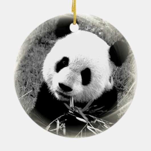 Panda Eating Blätter Weihnachtsbaum Ornament (Hinten)