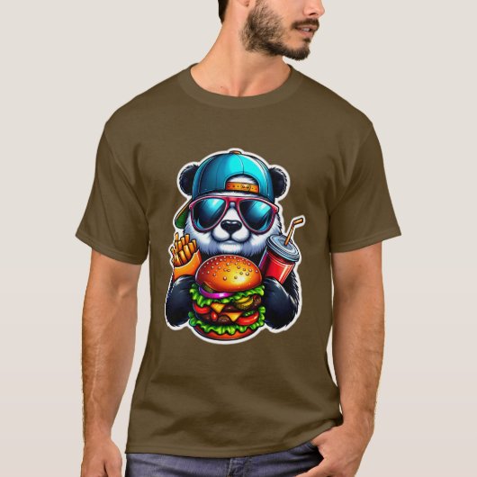 PANDA EATING CHEESEBURGER 4 T-Shirt (Vorderseite)