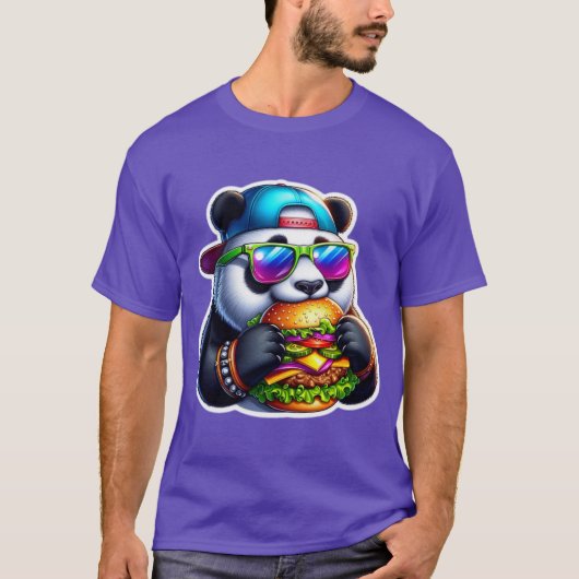 PANDA EATING CHEESEBURGER T-Shirt (Vorderseite)