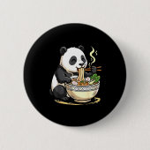 Panda Eating Funny Ramen Noodles  Button (Vorderseite)