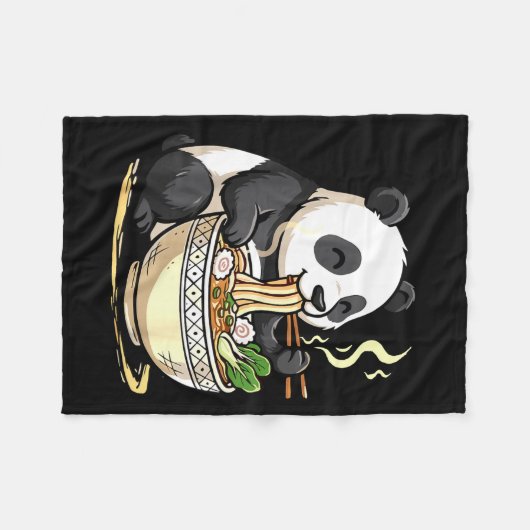 Panda Eating Funny Ramen Noodles  Fleecedecke (Vorderseite (Horizontal))