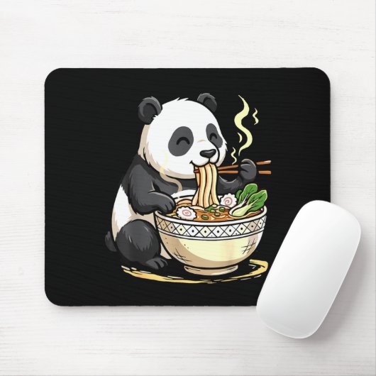 Panda Eating Funny Ramen Noodles  Mousepad (Mit Mouse)