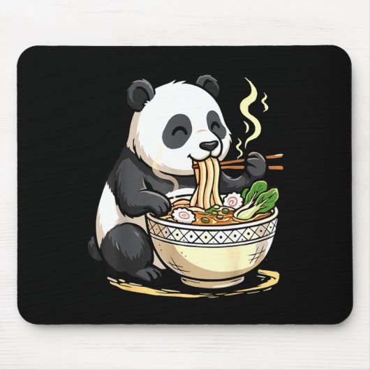 Panda Eating Funny Ramen Noodles Mousepad (Vorne)