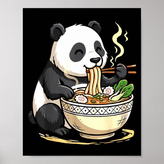 Panda Eating Funny Ramen Noodles Poster (Vorne)