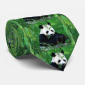 Panda Eating Green Blätter Neck Ties Krawatte (Gerollt)