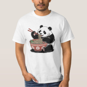 Panda Eating Ramen Japanischer Retro Ukiyo-e Stil T-Shirt