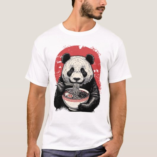 Panda Eating Ramen Vintag japanische Kunst T-Shirt (Vorderseite)