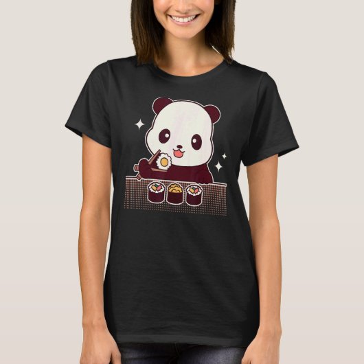 Panda Eating Sushi Niedlich Panda Bear T-Shirt (Vorderseite)