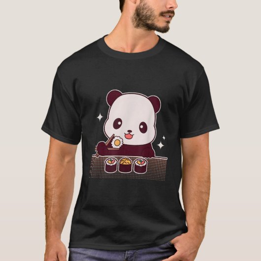 Panda Eating Sushi Panda Bear T-Shirt (Vorderseite)