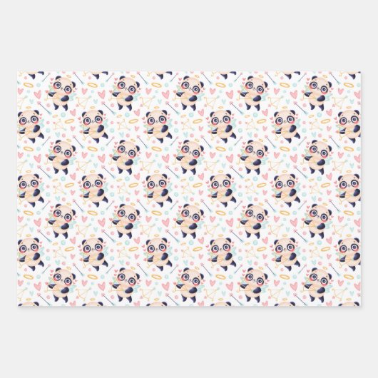 Panda Elephant Koala Liebe Wrapping Paper Set 3 Geschenkpapier Set (Vorderseite)