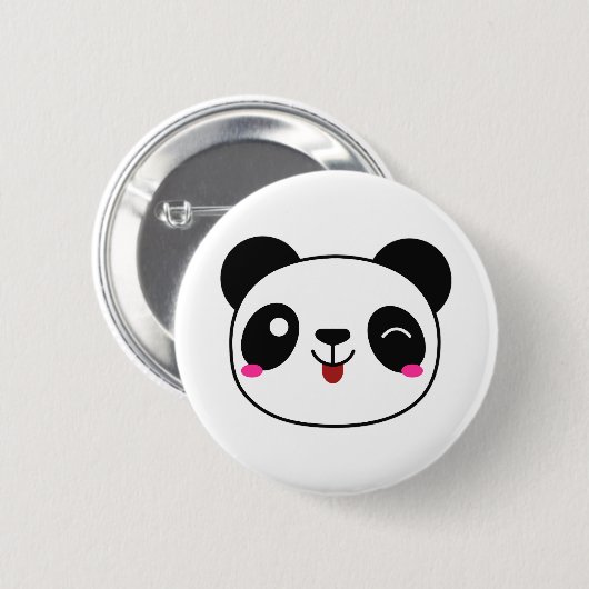 Panda Emoji runder Knopf Button (Vorne & Hinten)