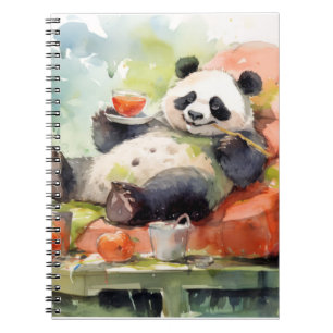 Panda entspannt sich im Garten Tiergenuss Coolen T Notizblock