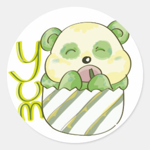 Panda-Essen Bambo Runder Aufkleber