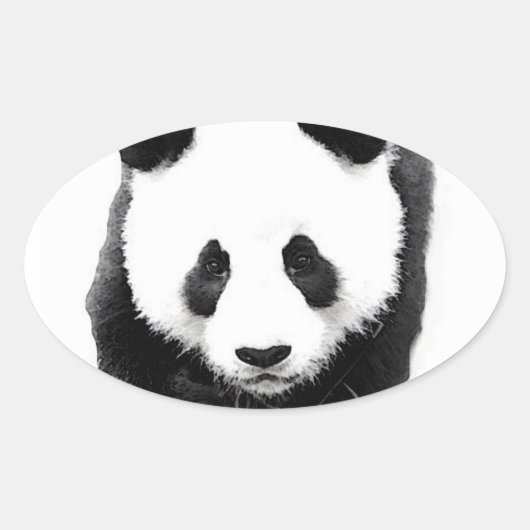 Panda Face Oval Aufkleber (Vorderseite)