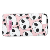 Panda Face Pattern Rosa Individuelle Name Case-Mate iPhone Hülle (Rückseite (Horizontal))