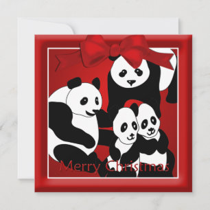 Panda Familie der vier Weihnachtsgrüße Feiertagskarte
