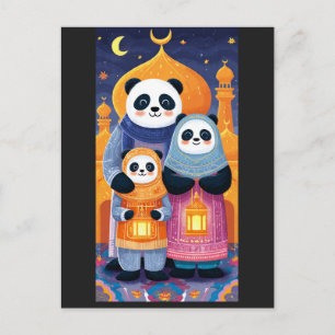 Panda-Familie feiert Eid Milad Un Nabi Postkarte