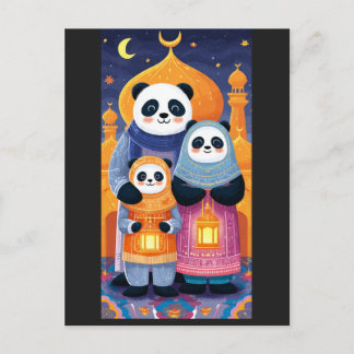Panda-Familie feiert Eid Milad Un Nabi Postkarte