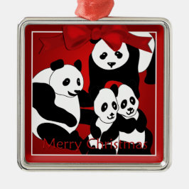 Panda Familie von vier Weihnachtsfeiertage Premium Ornament Aus Metall