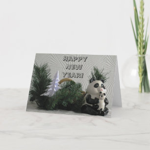 Panda Familie Weihnachten Neujahr Grußkarte