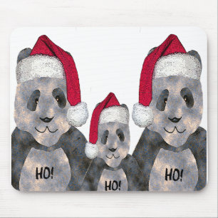 Panda-Familien-Weihnachtsmausunterlage Mousepad