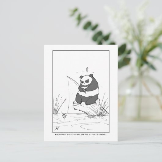 Panda Fishing Postkarte (Stehend Vorderseite)