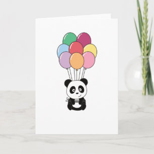 Panda fliegt mit bunten Ballons hoch Karte