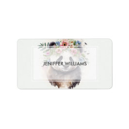 Panda Flowers Watercolor Adressaufkleber