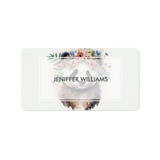 Panda Flowers Watercolor                     Adressaufkleber (Vorne)