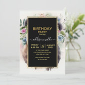 Panda Flowers Watercolor                           Einladung (Stehend Vorderseite)