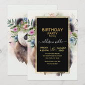 Panda Flowers Watercolor                           Einladung (Vorne/Hinten)