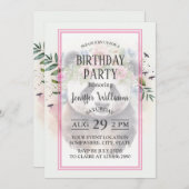 Panda Flowers Watercolor                    Einladung (Vorne/Hinten)