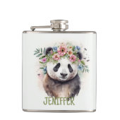 Panda Flowers Watercolor Flachmann (Vorderseite)