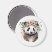Panda Flowers Watercolor Magnet (Vorderseite/Rückseite)