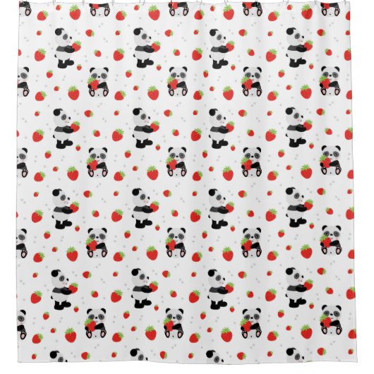 Panda fofo com morango duschvorhang (Vorderseite)