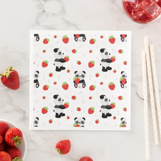 Panda fofo com morango serviette (Beispiel)