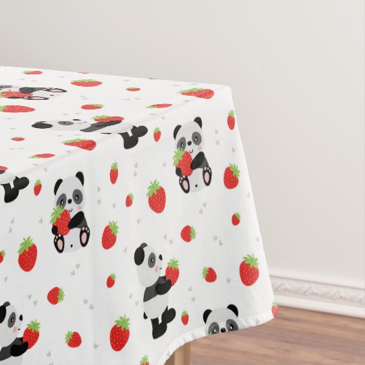 Panda fofo com morango tischdecke (Beispiel)