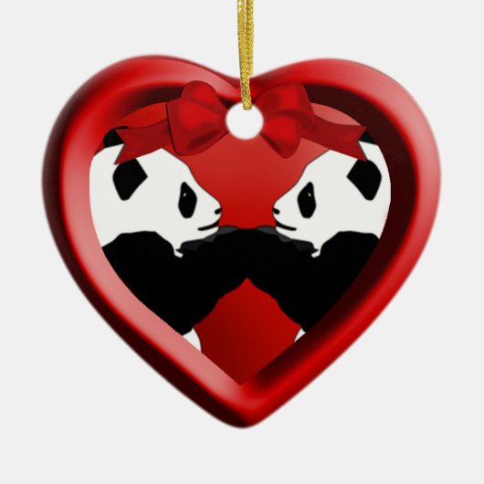 Panda Friends Christmas Heart Ornament (Vorne)