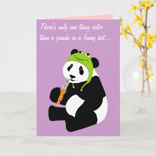 Panda Frog Hat (Geburtstag) Karte (Gelbe Blume)
